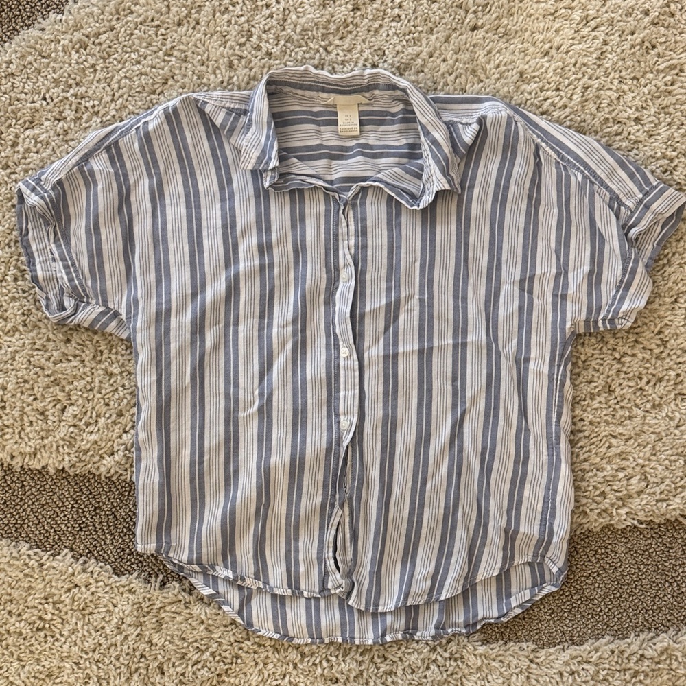 H&M Blue and White Striped Button Down Shirt